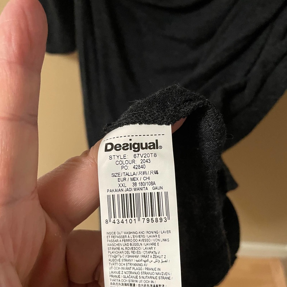 Desigual Black Midi Dress with Patterned Cowl Neck - Picture 11 of 11